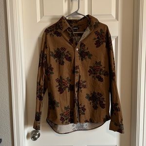 Men’s Express floral corduroy button down long sleeve shirt